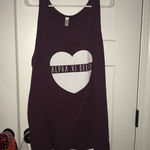 Maroon burgundy alpha xi delta heart tank top